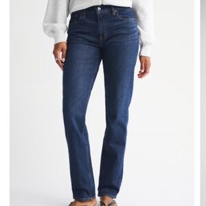 Abercrombie & Fitch Curve Love Mid Rise 90s Straight Jeans Dark Wash Sz 24S NWT